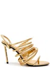 Alaïa Spiral 90 Metallic Leather Sandals In Gold