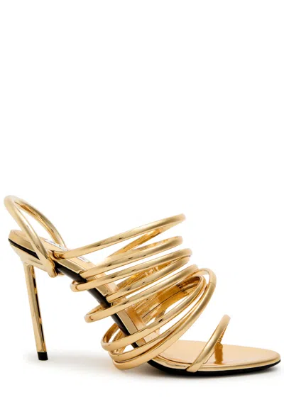 Alaïa Strappy 90 Leather Sandals In Gold