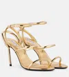 ALAÏA STRAPPY METALLIC LEATHER SANDALS