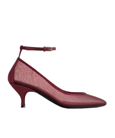 Alaïa Strappy Pumps In Mesh In Burgundy