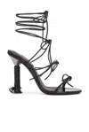 Alaïa Strappy Sandal In Noir & Argent