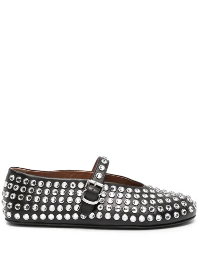 Alaïa Leather Mary Jane Flats With Allover Studs In Black