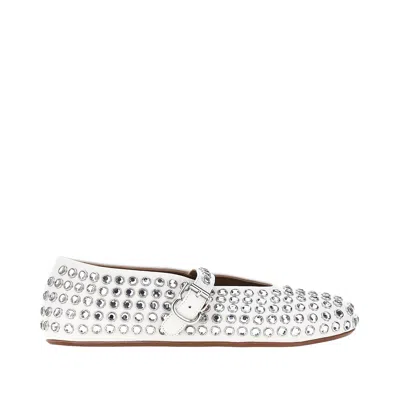 Alaïa Strass-embellished Leather Ballerinas