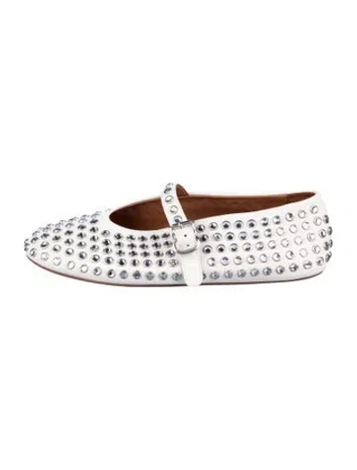 Pre-owned Alaïa Strass Lambskin Mary Jane Flats W/ Tags In White