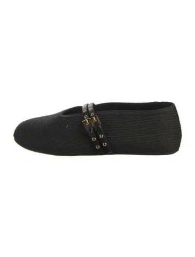 Pre-owned Alaïa Straw Ballet Flats In Black