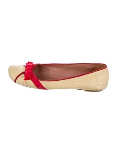 Pre-owned Alaïa Straw Ballet Flats In Neutral