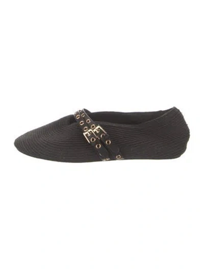 Pre-owned Alaïa Straw Mary Jane Flats In Black
