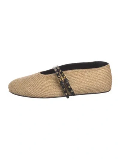 Pre-owned Alaïa Straw Mary Jane Flats In Neutral
