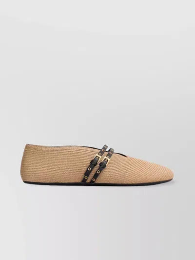 ALAÏA STRAW PAPER BALLERINA FLATS