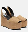 Alaïa Straw Wedge Sandals