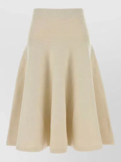 Alaïa Alaia Ivory Stretch Cashmere Blend Skirt In Metallic