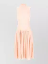 Alaïa Stretch Viscose Blend Dress With High Neck In Glycine