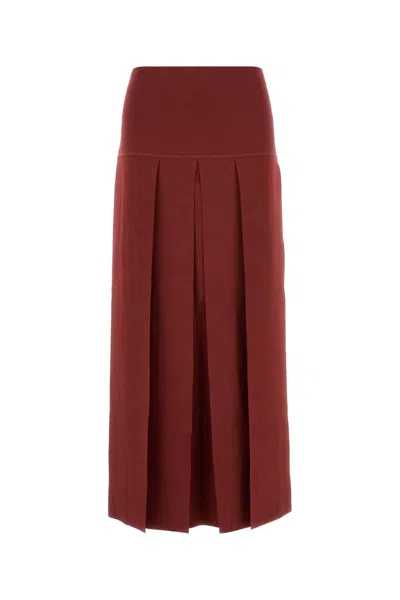 Alaïa Alaia Stretch Viscose-blend Skirt With Silk And Elastane In Red