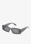Alaïa Rectangular Frame Sunglasses Striped Pattern In Gray