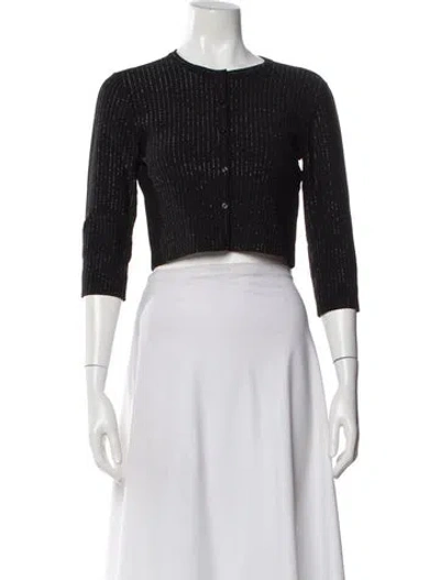 Pre-owned Alaïa Striped Crew Neck Crop Top In Black