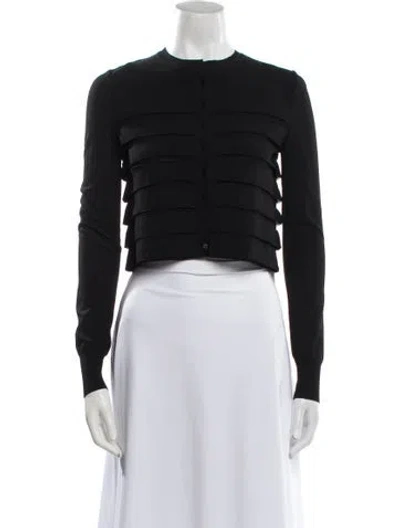 Pre-owned Alaïa Striped Crew Neck Sweater In Black