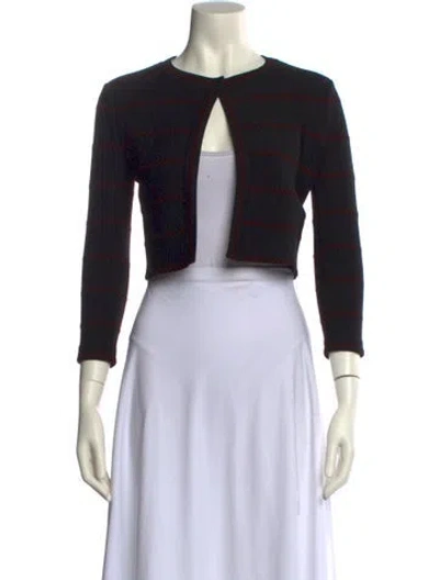 Pre-owned Alaïa Striped Crew Neck Sweater In Black