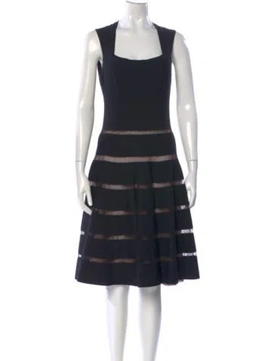 Pre-owned Alaïa Striped Knee-length Dress In Black