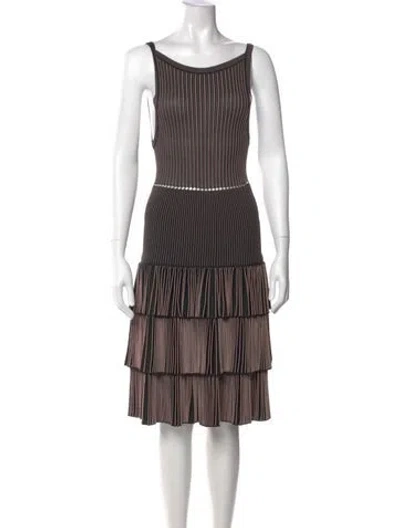 Pre-owned Alaïa Striped Knee-length Dress In Black