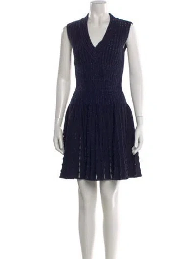 Pre-owned Alaïa Striped Knee-length Dress In Blue