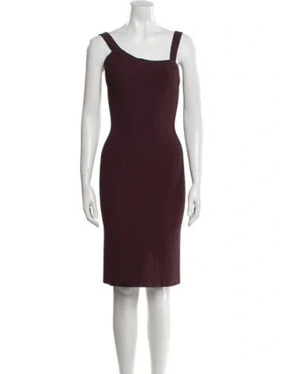 Pre-owned Alaïa Striped Knee-length Dress In Burgundy