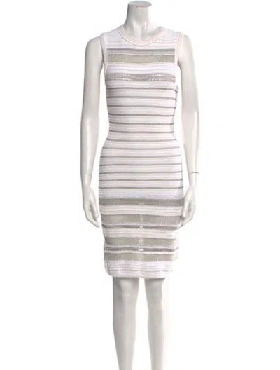Pre-owned Alaïa Striped Knee-length Dress In Neutral