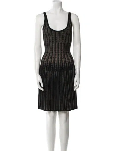 Pre-owned Alaïa Striped Knee-length Dress W/ Tags In Black