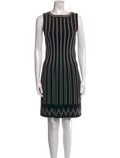 Pre-owned Alaïa Striped Knee-length Dress W/ Tags In Black