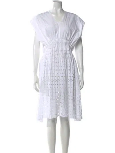 Pre-owned Alaïa Striped Knee-length Dress In White