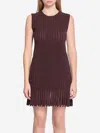 Alaïa Knit Dress With Striped A-line Silhouette In Brown