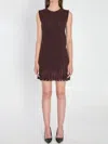 Alaïa Knit Dress With Striped A-line Silhouette In Brown