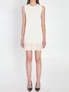 Alaïa Vertical Stripe Sleeveless Knit Dress In White