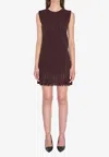 Alaïa Knit Dress With Striped A-line Silhouette In Brown