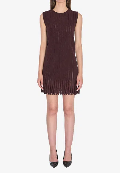Alaïa Striped Knit Mini Dress In Burgundy