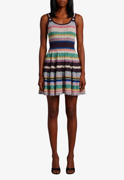 Alaïa Striped Knit Mini Dress In Multicolor