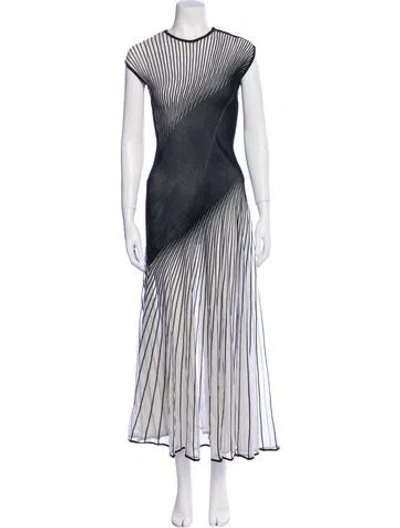 Pre-owned Alaïa Striped Long Dress In Black