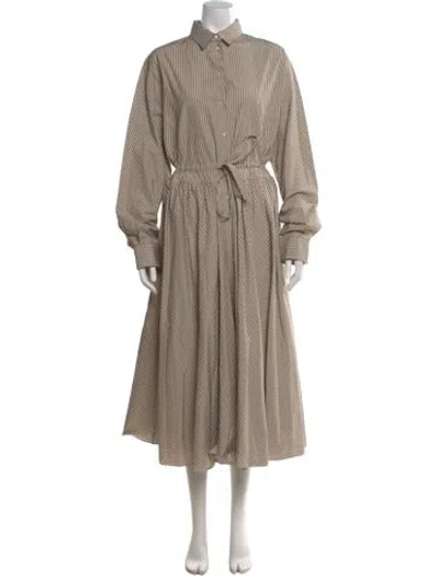 Pre-owned Alaïa Striped Long Dress In Neutral