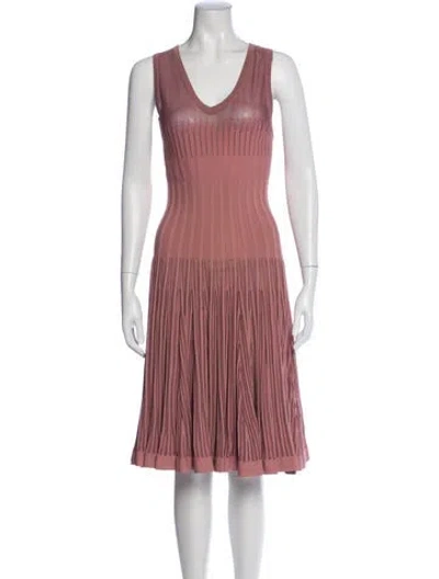 Pre-owned Alaïa Striped Midi Length Dress In Pink