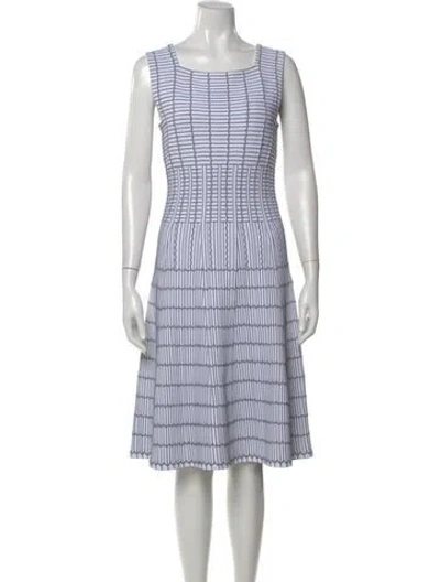 Pre-owned Alaïa Striped Midi Length Dress In White