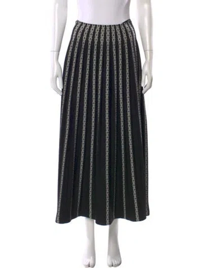 Pre-owned Alaïa Striped Midi Length Skirt In Black