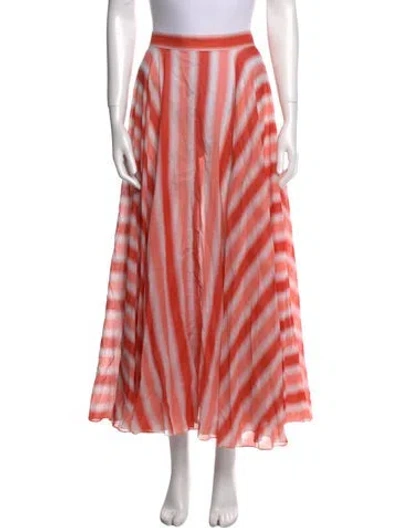Pre-owned Alaïa Striped Midi Length Skirt In Orange