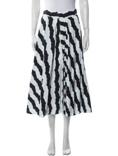 Pre-owned Alaïa Striped Midi Length Skirt In White