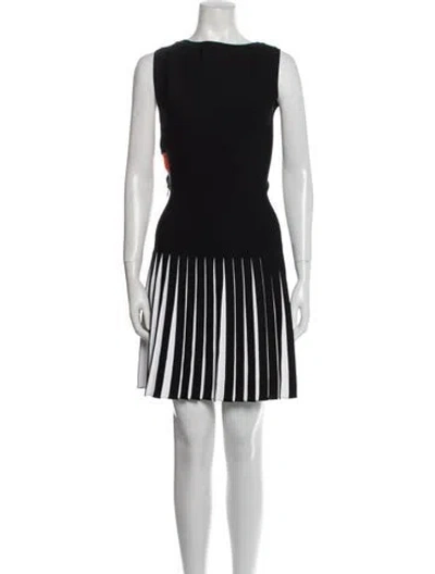 Pre-owned Alaïa Striped Mini Dress In Black