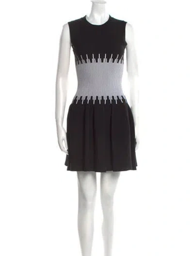 Pre-owned Alaïa Striped Mini Dress In Black