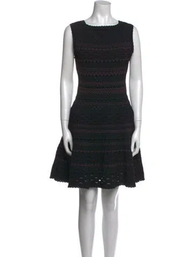 Pre-owned Alaïa Striped Mini Dress In Black