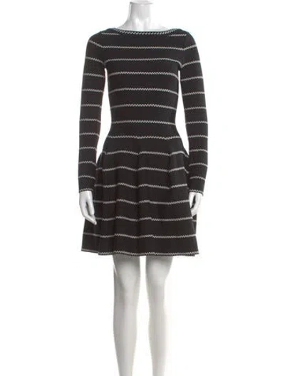 Pre-owned Alaïa Striped Mini Dress In Black