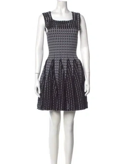 Pre-owned Alaïa Striped Mini Dress In Black