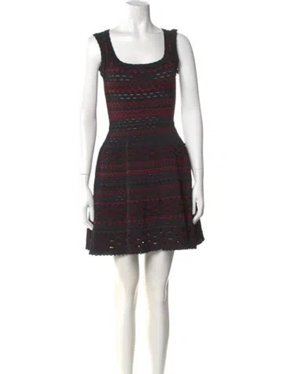 Pre-owned Alaïa Striped Mini Dress In Black