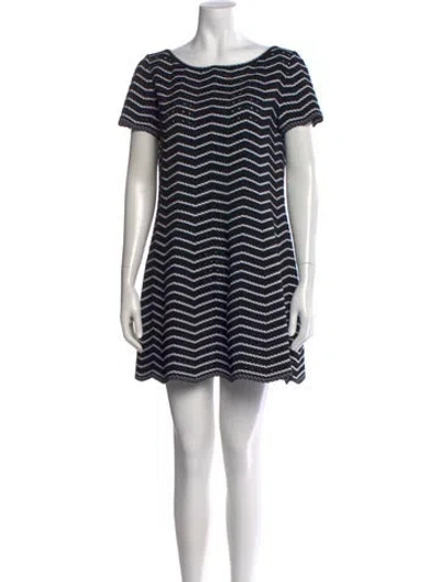 Pre-owned Alaïa Striped Mini Dress In Black