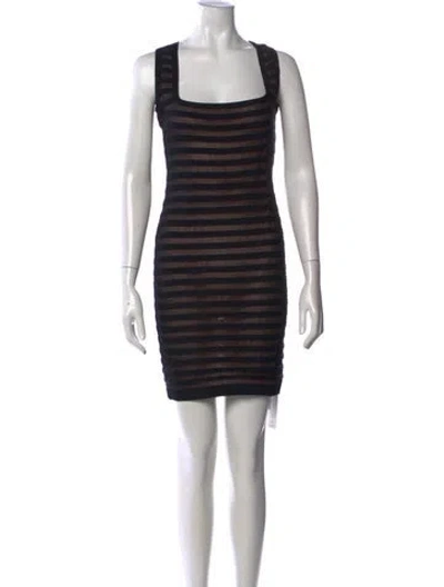 Pre-owned Alaïa Striped Mini Dress In Black